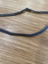 Vintage Western Hatband Blue Rhinestones Silver Tone Metal