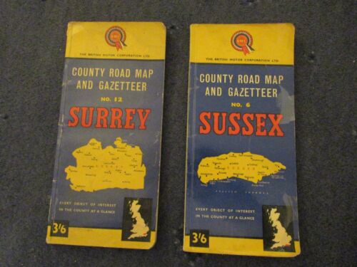 2 x BMC County Road Map and Gazetteers Nos 12 Surrey & 6 Sussex - Afbeelding 1 van 2