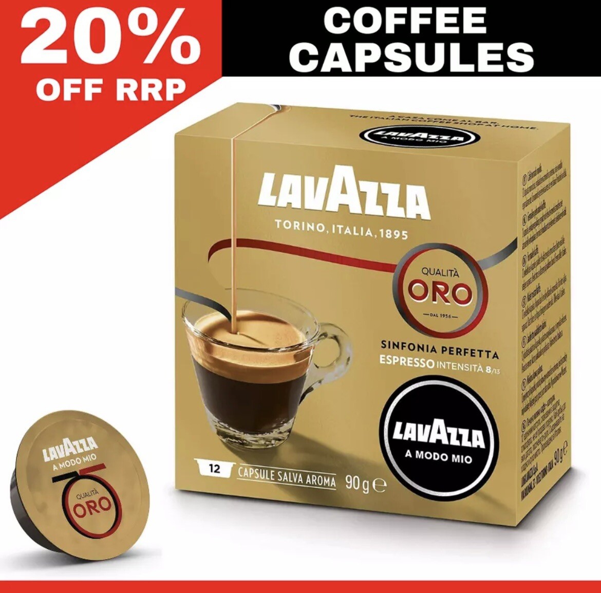 Lavazza A Modo Mio Qualita Oro Coffee Capsules x 12 Pack