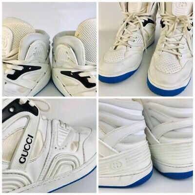 GUCCI Men's High-cut Sneakers Interlocking Leather White UK7 GUCCI Men's High-cut Sneakers Interlocking Leather White UK7