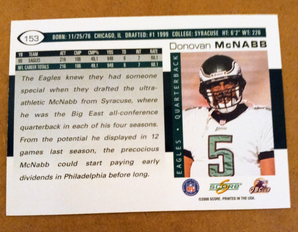 2000 Score DONOVAN MCNABB Football Card #153. PHILADELPHIA EAGLES