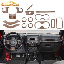 16x Interior Decor Trim Cover Kit For Jeep Wrangler Jk Jku 2dr 11-18 Wood Grain