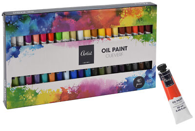 Einsteiger Öl Farben Set - 40 Tuben je 20 ml - Künstler Bedarf Malerei Zubehör