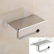1 pc Wall Mounted Stainless Steel Toilet Paper Mobile Phone Holder with Shelf