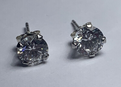 Pendentif En Argent Sterling 925 Avec Zirconium Bleu - Environ 2,7 X 1 Cm - Occasion - Fabriqué En Allemagne