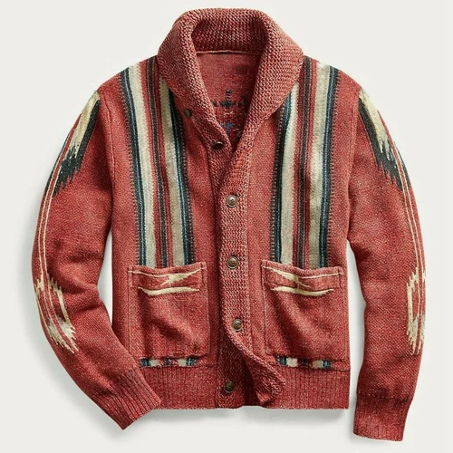 Herren Strickjacke Strickpullover Herbst und Winter Langarm Kragen Mantel Taschen - Bild 7 von 8
