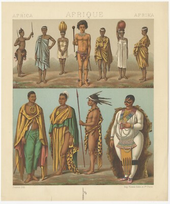 Antique Print of South African Tribes