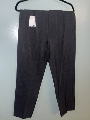 Zara Basic Women's Dress Pants Gray size 30 Pleated Front Straight Leg