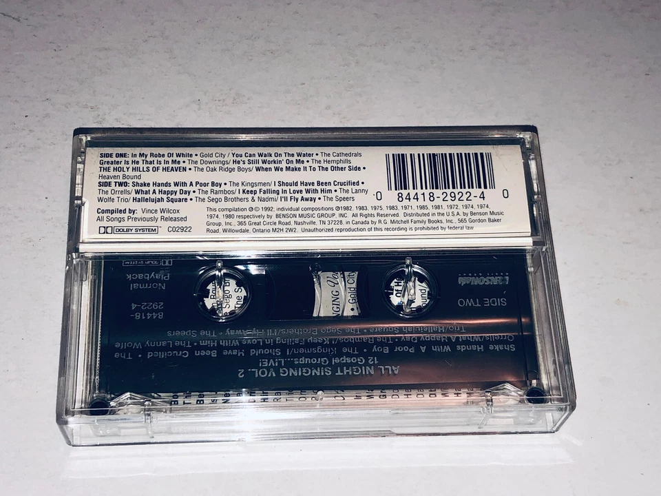 All Night Singing Vol 1 Compilation Southern Gospel Music Cassette 1A01 - Image 2 of 4