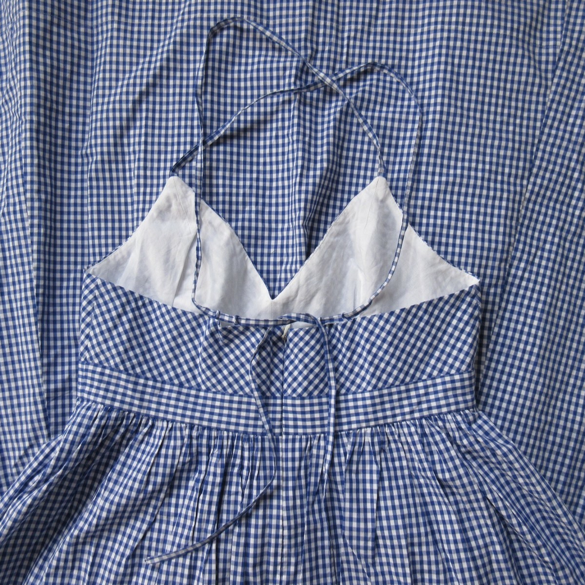 NWT J.Crew Long Spaghetti-Strap Maxi in White Blue Gingham Cotton Dress 2 |  eBay