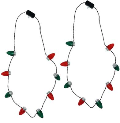 Holiday Light Necklace Classic Bulb, Green and Red, 2 Pack