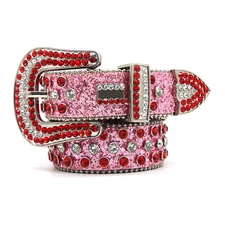 Men Western Rhinestone Studded Belt Punk Cowgirl Cowboy Crystal Belt for Women-