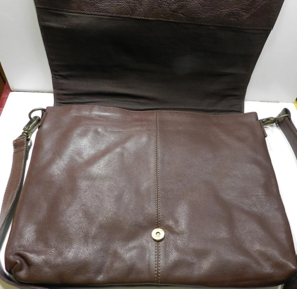 RARO "NATURAL" INDIA Cuero de Vaca Marrón y Blanco Bandolera Bolso de Cuero PORTÁTIL 16"w x 12" Foto 4 de 4