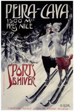PEIRA CAVA FRANCE WINTER SPORT SKI WOMEN DOWNHILL SKIING VINTAGE POSTER REPRO