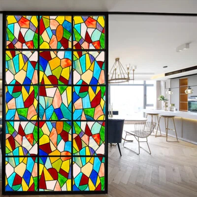 Window Films Light Filter Church Chapel Stained Cling Glass Stickers Home Modern - Photo 1/4