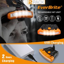 2 Pack Rechargeable Hat Light Waterproof Clip on Cap Light w/Memory Function US