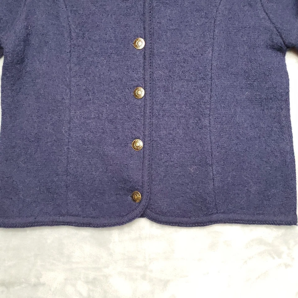 Suéter Vintage Tally Ho Mujer Medio Azul 100% Lana Botón Cárdigan Nórdico Foto 2 de 4