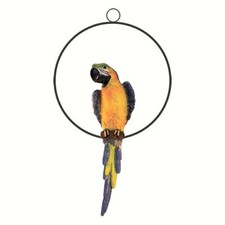 Hanging Parrot Décor Garden Statue Large Ara Sculpture Yard Wildlife Bird Figure