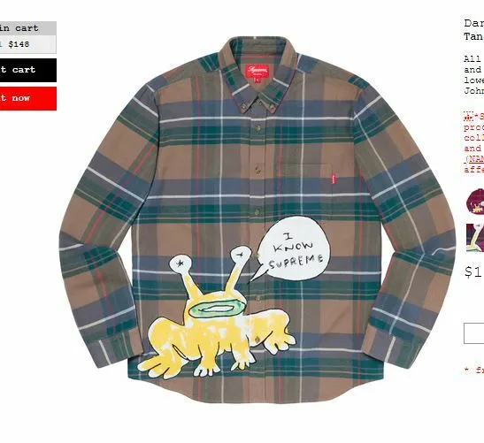 Supreme Daniel Johnston Tan Plaid Flannel Shirt Size XLarge *CONFIRMED  ORDER*