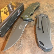 MTech XTREME CAMO TI-Coated Tactical Spring Assisted G-10 Serrated Pocket Knife