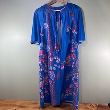 Vintage Sears At Home Wear House Dress Muumuu Sz Small 8-10 With Pocket