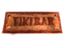 Tiki Bar Sign 16" w/ Cocktails - Hand Carved/painted  kti7001