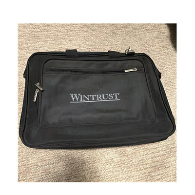 Solid Black Nylon Shoulder Laptop Bag for 15'' w/ Padded Partitions