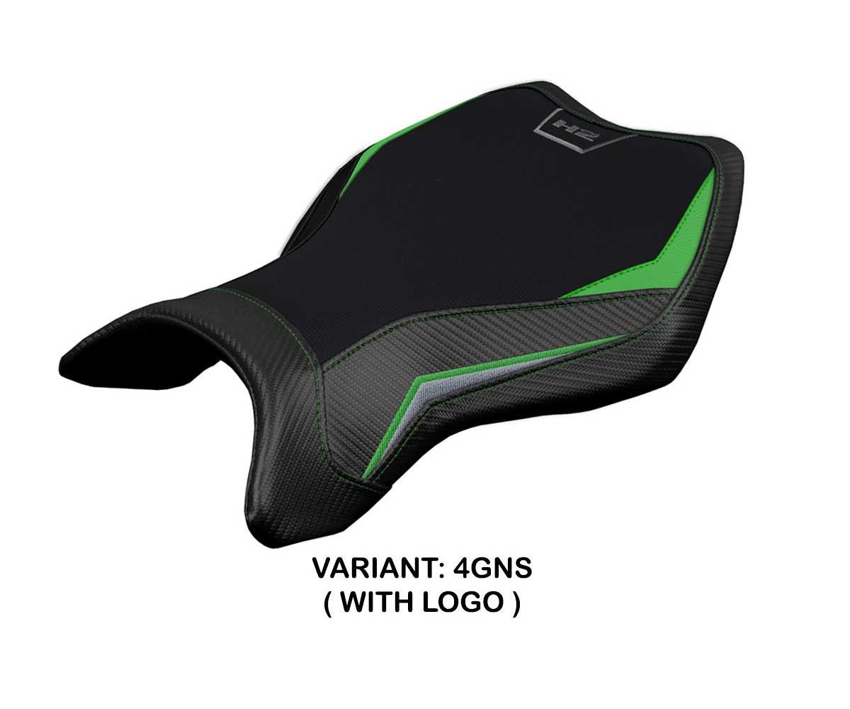Seat cover MadMax Silver Green GNS + logo TPZ Kawasaki Ninja H2 R 2015 2023