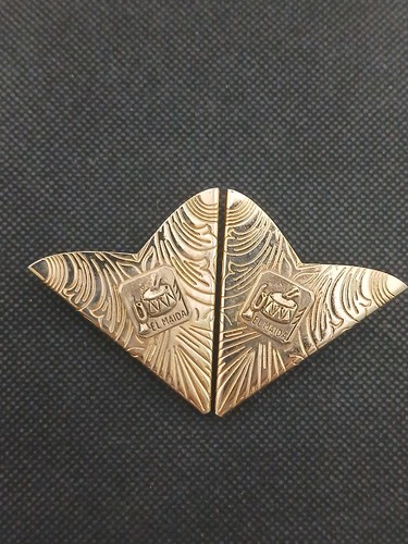 EL MAIDA SHRINERS vintage gold tone ornate design & logo collar tips
