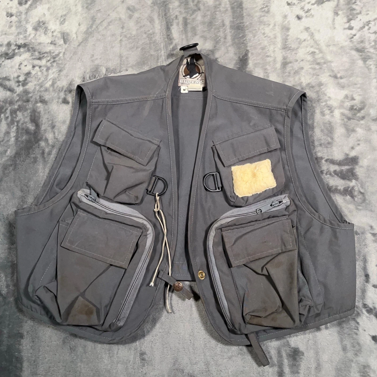 Vintage Buleys Fly Fishing Vest Men’s Medium Gray Utility Pockets Made in USA