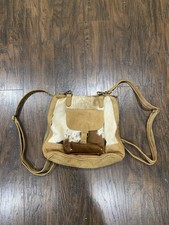 Myra Bag Backpack Purse Leather Brown Cowhide Fur
