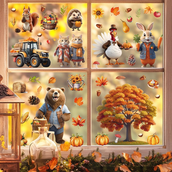 Fensterbilder Herbst Fensterdeko Herbstdeko Fenster Fensterufkleber-image