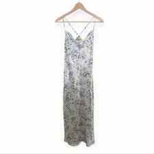 Gillian O'Malley Maxi Nightgown Slip Dress Silver Dark Floral Medium