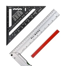 FEIRONG 3-in-1 Carpenter Square Tools,7" Triangle Square 10" L Shaped Ruler a...
