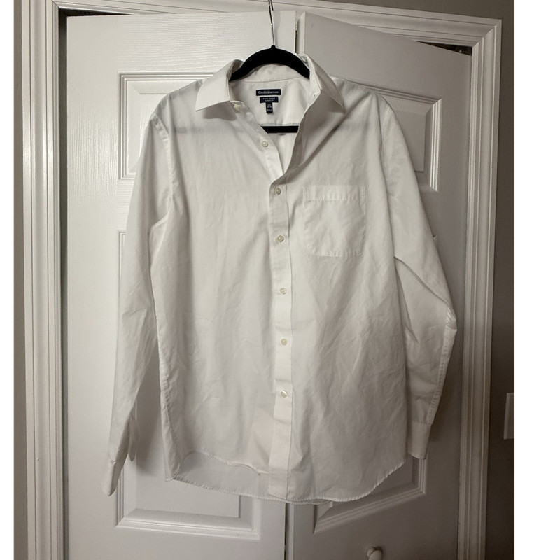 Banana Republic Slim Fit White Cotton Dress Shirt 34/35 Point Collar Pocket