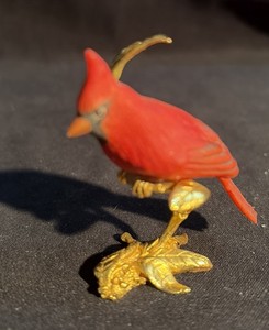 Boehm Cardinal Gilded Branch Red Bird Figurine Porcelain Bronze Miniature