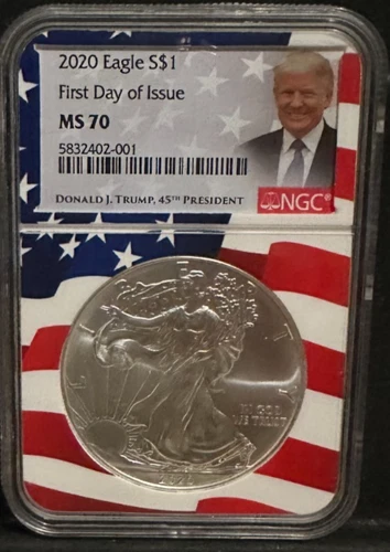 2020 MS70 American Silver Eagle Donald Trump Flag Core FDOI