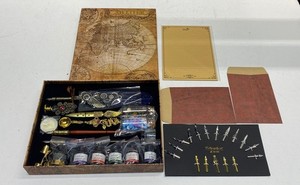 Aifeiter Steampunk Calligraphy Dip Pen Set 17 Nibs Wax Seal Ink Vintage Style