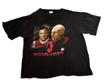 Vtg 1994 Star Trek Generations Men's XL Capt Kirk Picard Sci-Fi T-Shirt