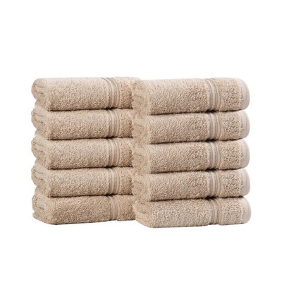 Superior Ägyptische Baumwolle 10-teiliges Gesicht Handtuch Set, Toast, Langstapel gekämmt,