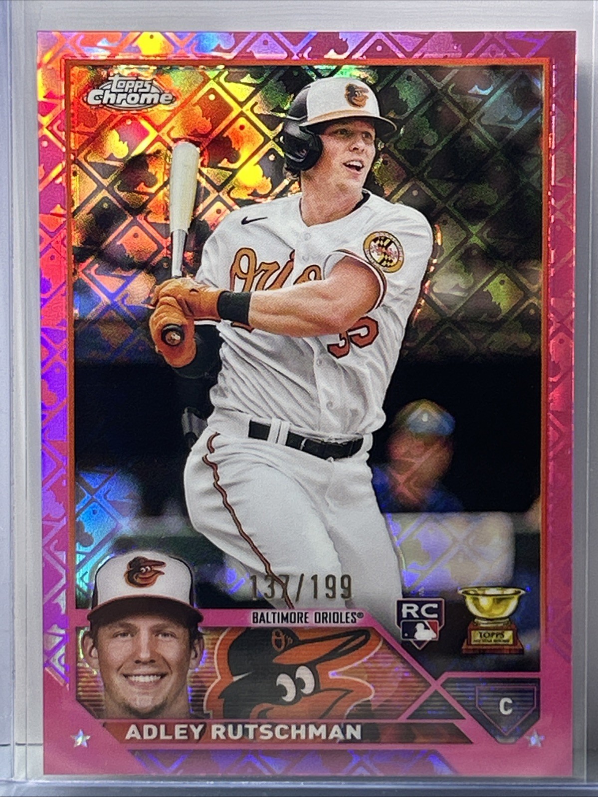 Adley Rutschman 2023 Topps Chrome Fuchsia Logofractor Rookie RC #/199 #1