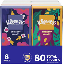 Kleenex on the Go Pocket Pack Facial Tissues 80 Count 3 Ply Travel Size