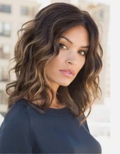 Human Hair New Fashion Layered Long Natural Light Brown Wavy Women's Wigs 12in