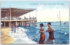 Vintage Lido Venezia Terrazza Grande Stabilimento Bagni Postcard 1920s