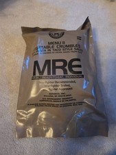 MRE U.S. Military Ready-to-Eat Menu 2 Vegetable Crumbles With Pasta In Tacosauce
