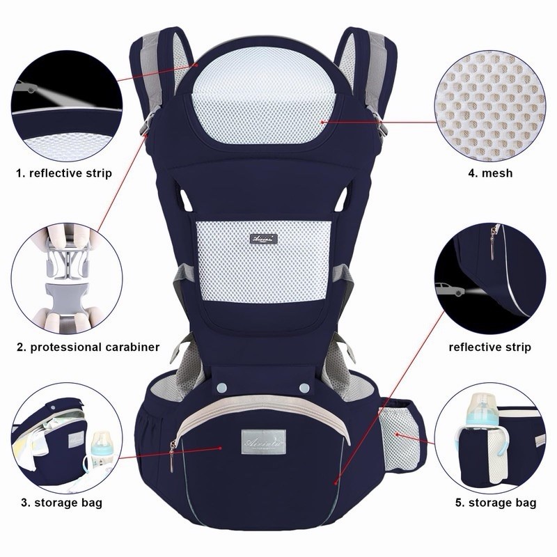 Baby Carrier With Hip Seat Multifunctional 7 In 1 Baby Wrap Newborn To Toddler