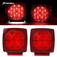 1 Pair Square Led Trailer Lights Waterproof Submersible Lamp Kit For Boat Truck