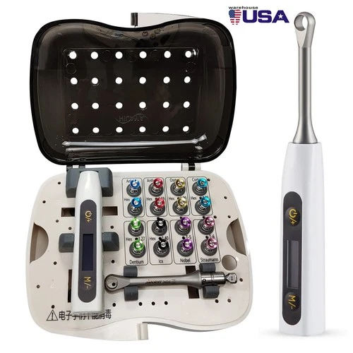Electronic Dental Implant Universal Prosthetic Kit Torque Wrench 16 Screwdrivers
