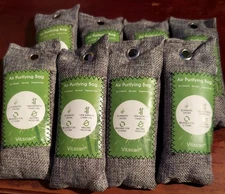Lot of 8 Bamboo Charcoal Air Purifying Bag, Activated Charcoal Bags Odor Absor..