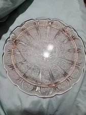 Vintage Jeanette Cherry Blossom Pink Depression Glass 10" Serving Cake Plate